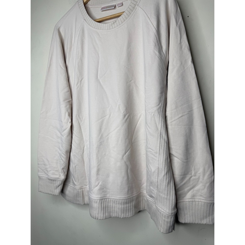 Belle by Kim Gravel French Terry Top with Wide Rib Trim. Crystal Taupe,sz L #16# - Picture 6 of 10